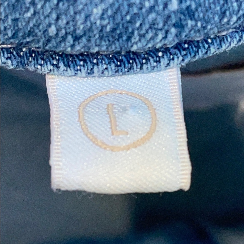 JEN7 by 7 For All Mankind Denim Shirt Dress | Large | Snap Front | Stretch Jean - Picture 7 of 11